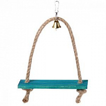 картинка для Игрушка Качели на веревке 12x2x20см PetStandArt синяя для птиц на сайте сети магазинов Бонифаций