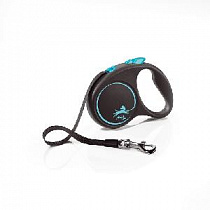 картинка для Рулетка 5м Flexi Black Design S голубая с ремнем для собак 15кг на сайте сети магазинов Бонифаций