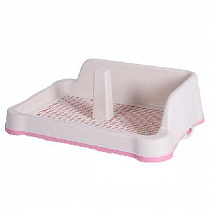 картинка для Туалет 48х34х14см Шурум-Бурум розовый с угловым бортиком и столбиком для собак на сайте сети магазинов Бонифаций