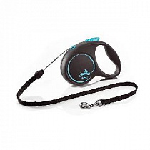 картинка для Рулетка 5м Flexi Black Design S голубая с тросом для собак 12кг на сайте сети магазинов Бонифаций