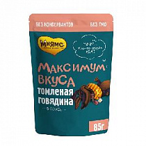 картинка для Корм 85г Мнямс Максимум вкуса томленая говядина в соусе для собак на сайте сети магазинов Бонифаций