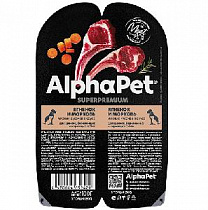 картинка для Корм 100г AlphaPet Ягненок и морковь мясные кусочки в соусе для щенков на сайте сети магазинов Бонифаций