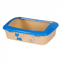 картинка для Туалет 40,6x28,5x14см Шурум-Бурум с голубым бортиком для кошек на сайте сети магазинов Бонифаций