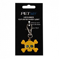 картинка для Блинкер-маячок "Череп" PetStandArt, Цвет Желтый для собак на сайте сети магазинов Бонифаций