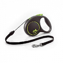 картинка для Рулетка 5м Flexi Black Design М зелёная с тросом  для собак 20кг на сайте сети магазинов Бонифаций