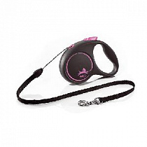 картинка для Рулетка 5м Flexi Black Design S розовая с тросом для собак 12кг на сайте сети магазинов Бонифаций