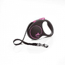 картинка для Рулетка 5м Flexi Black Design S розовая с ремнем для собак 15кг на сайте сети магазинов Бонифаций